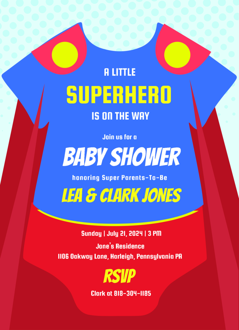 Superhero Onesie Baby Shower Invitation Template