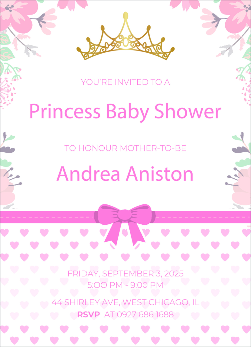 Princess Baby Shower Invitation Template
